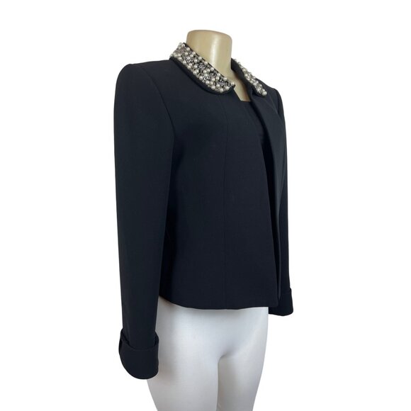 Tahari Arthur S. Levine Luxe Black  With Beaded Collar Womens Blazer Sz 6 - Picture 2 of 7